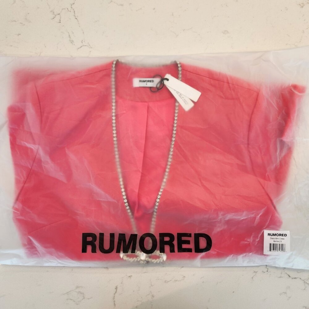 RUMORED Disco Mini Dress V Neck – Barbie Size S Pink NWT - Picture 6 of 7